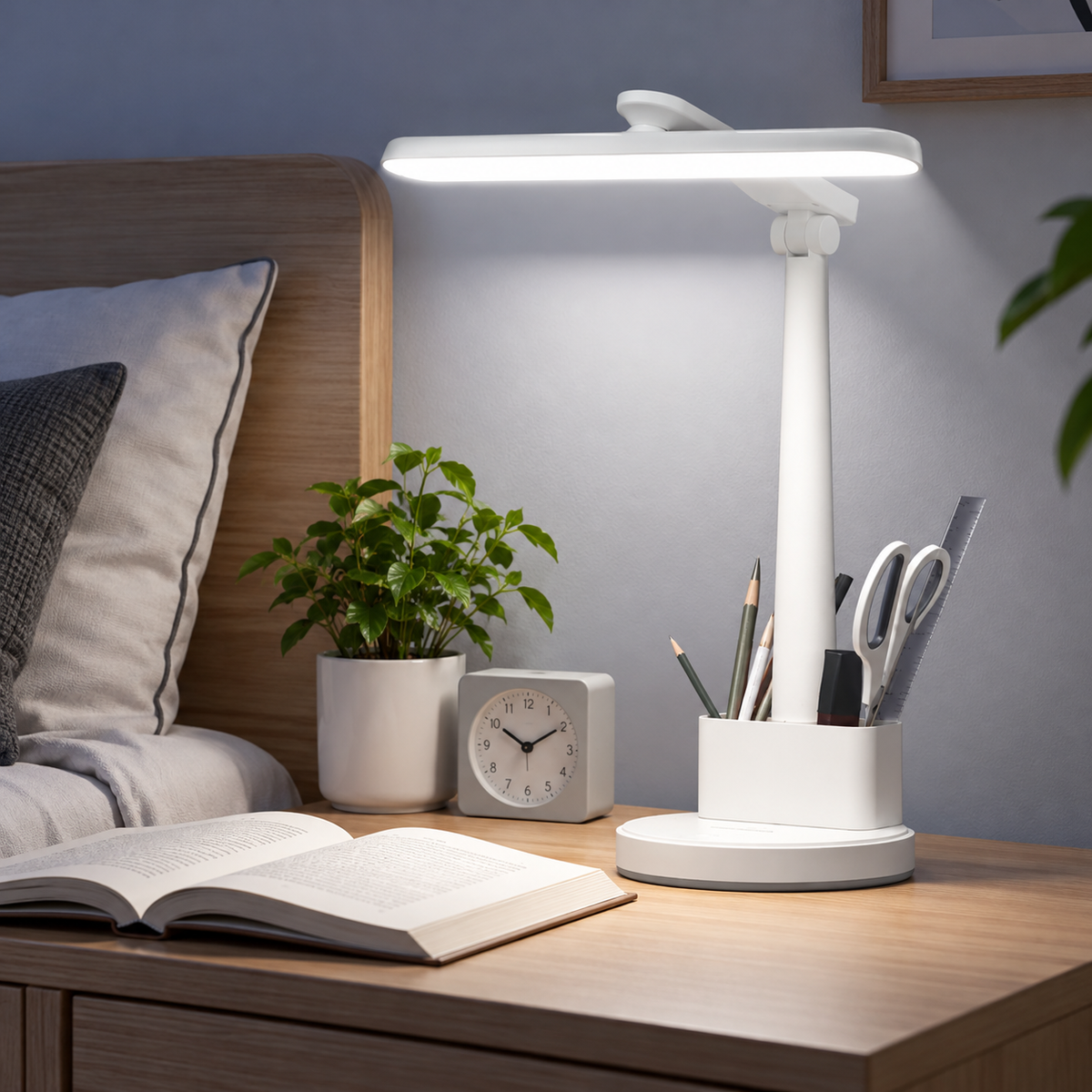 Adjustable LED Desk Lamp with Pen Holder
