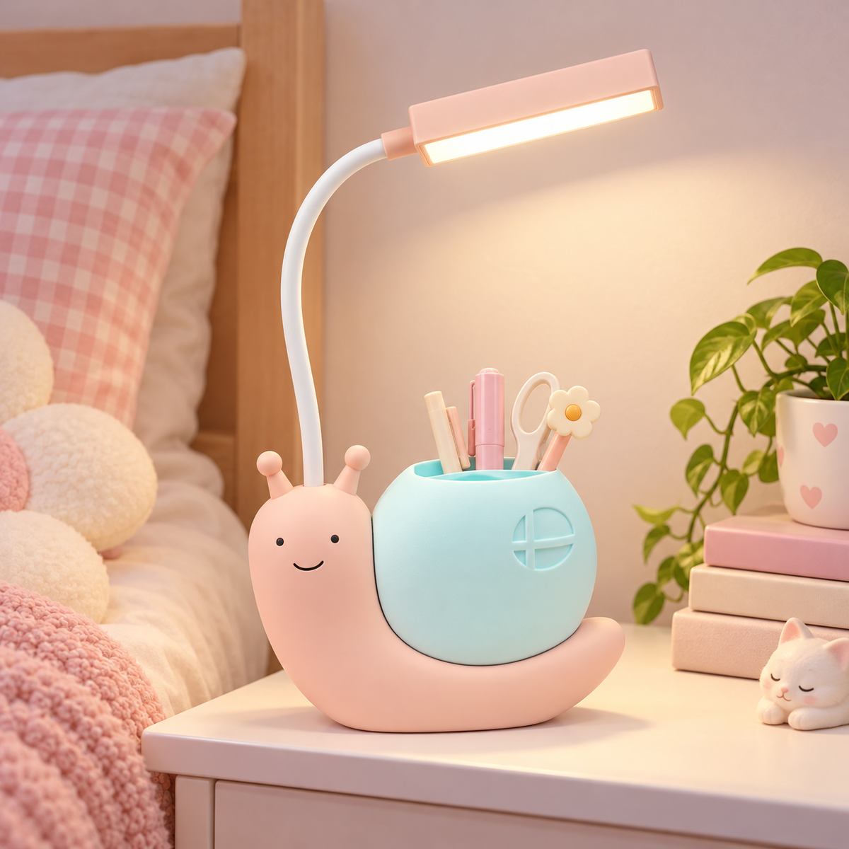 Cute Snail LED Desk Lamp with Pen Holder