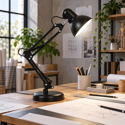 Adjustable Black Swing Arm Desk Lamp