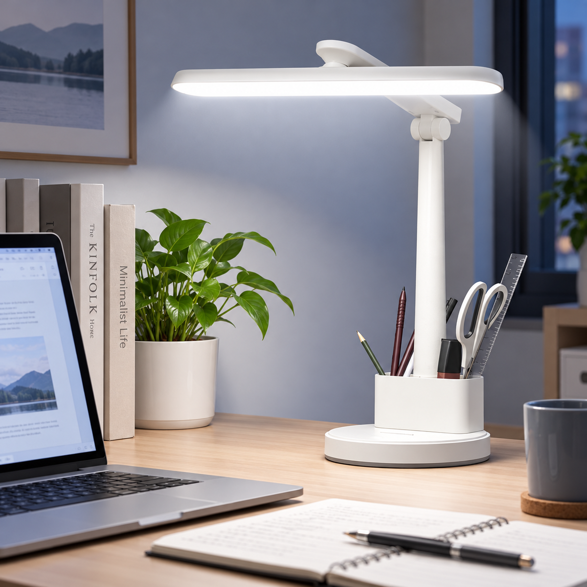 Adjustable LED Desk Lamp with Pen Holder