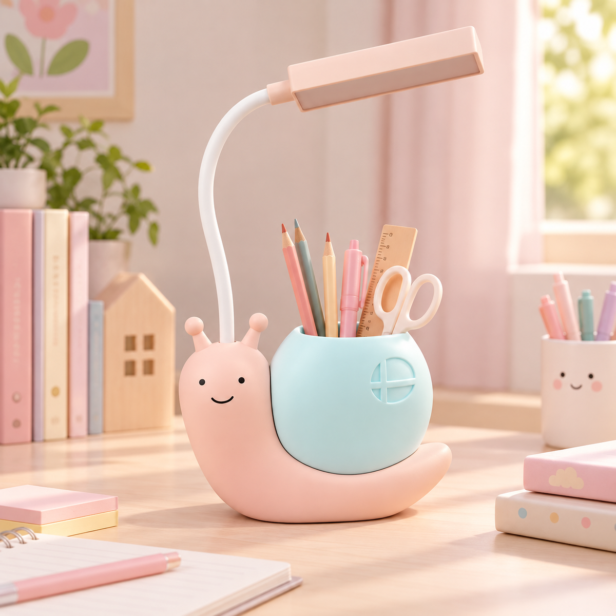 Cute Snail LED Desk Lamp with Pen Holder