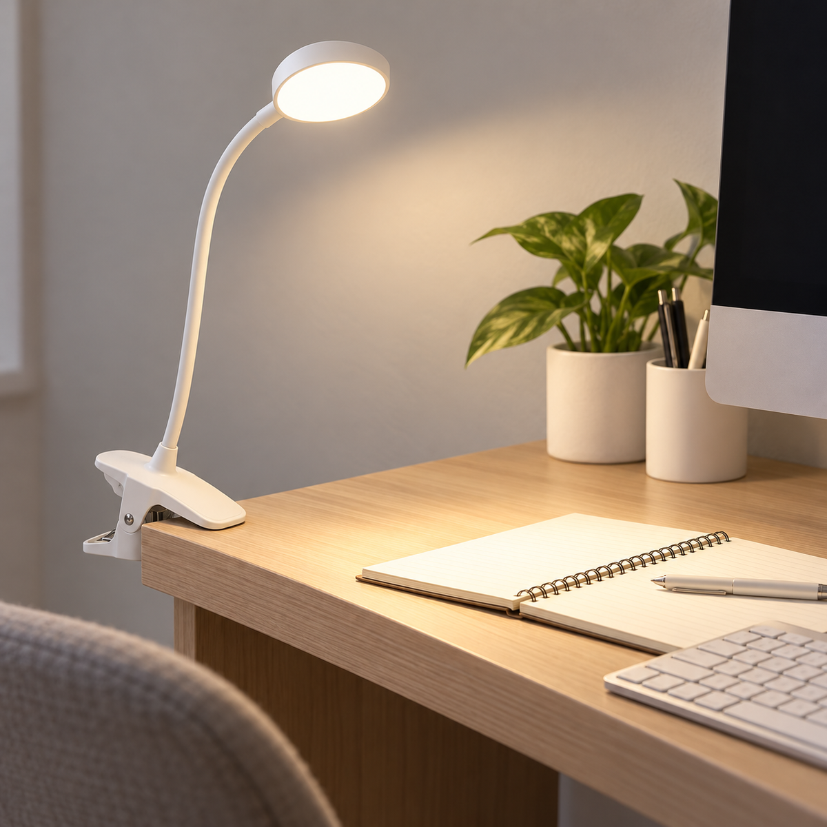 LED Clip-On Desk Lamp with 3 Brightness Levels